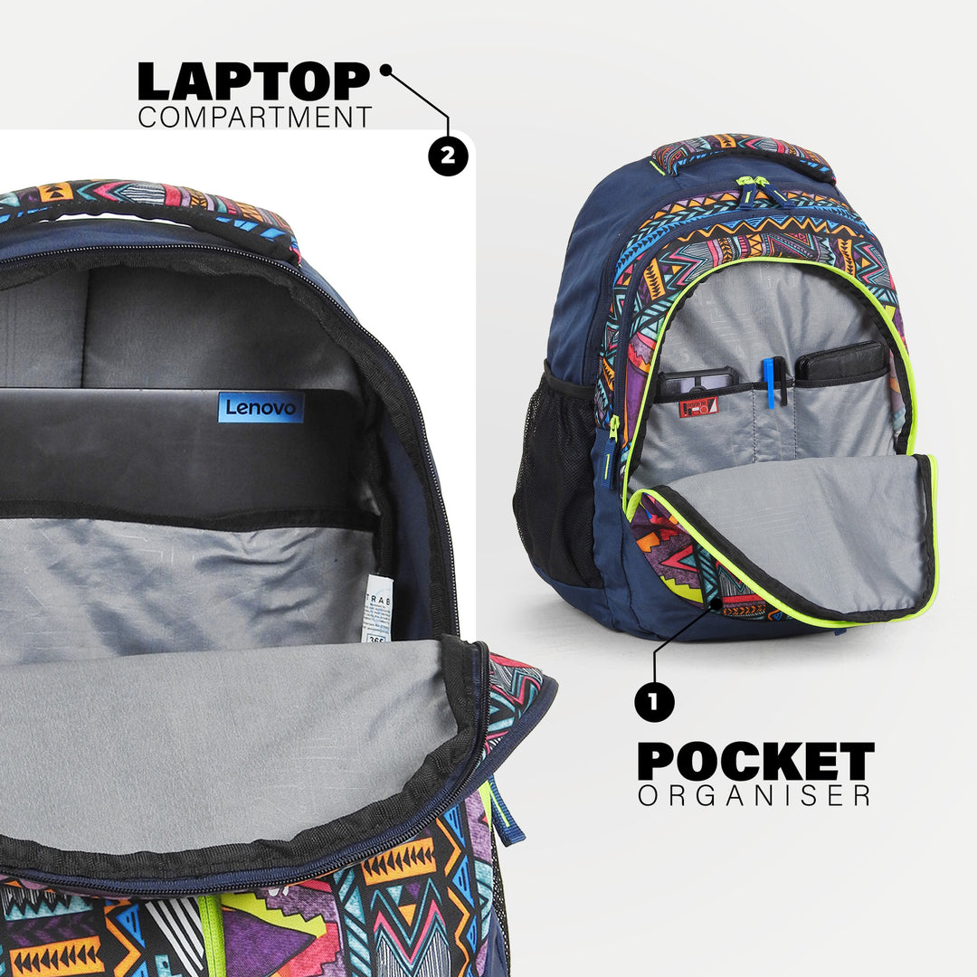 STRABO Argon Laptop Travel Backpack - Colour Tribal 40L Water Resistant | Unisex Bag