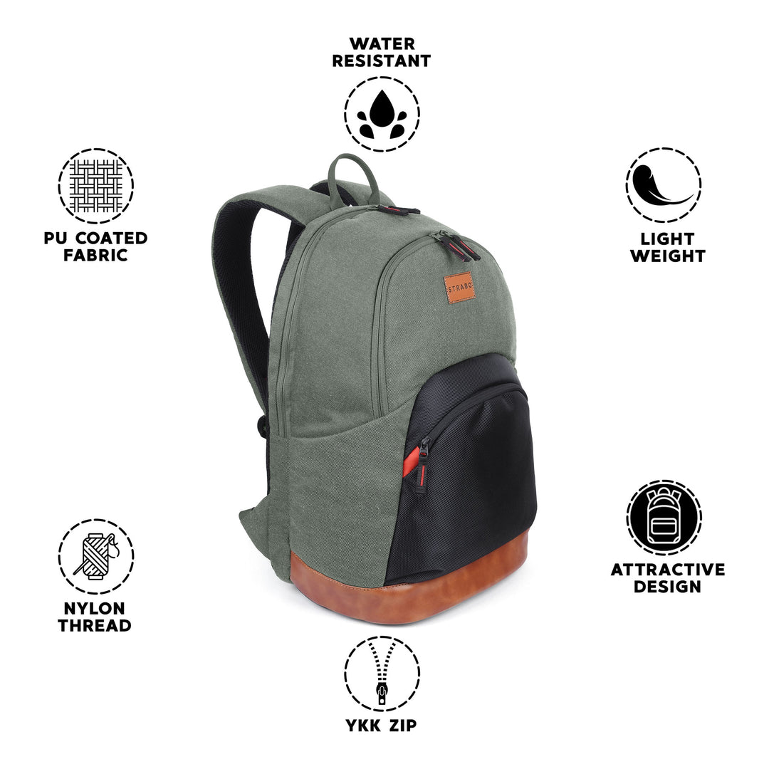 STRABO Defender Laptop Bag, Light weight & Water resistant - Color Olive 35L, Unisex Bag - Strabo 