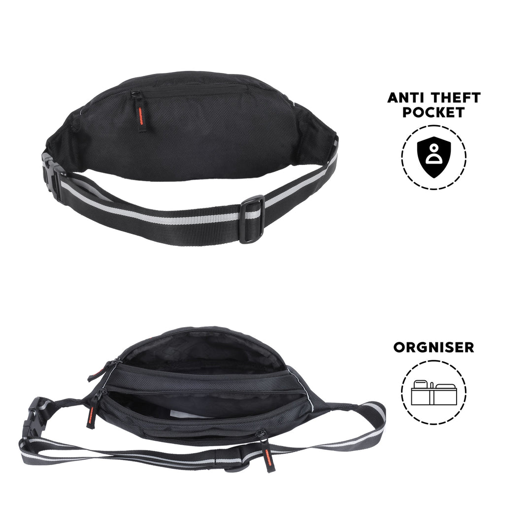Strabo Bronko Waist Bag for Men & Women - Colour Black 5.5L Water Resistant - Strabo 