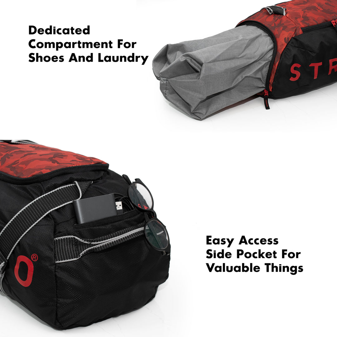 Strabo Weekend Gym & Travel Duffel Bag - Colour Jacquard Red 28L Water Resistant - Strabo 