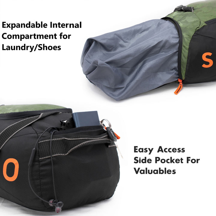 Strabo Weekend Gym & Travel Duffel Bag - Colour Black Green 28L Water Resistant - Strabo 
